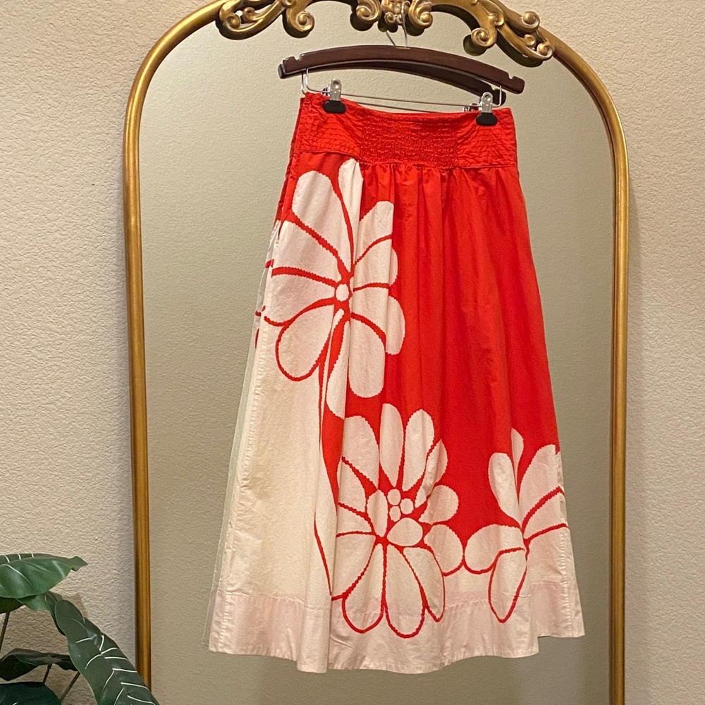 Farm Rio Anthropologie Printed Poplin Midi Skirt Size S - Picture 7 of 15